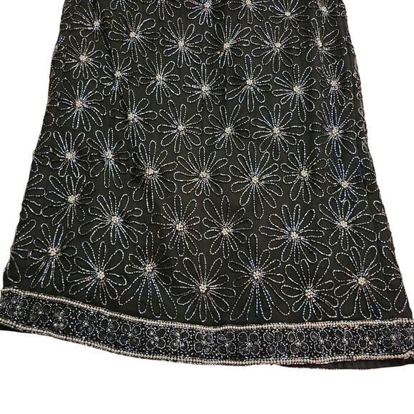 Black Hand Beaded Formal Gown with Iridescent Beads and Pearls Size 2 - Picture 8 of 12